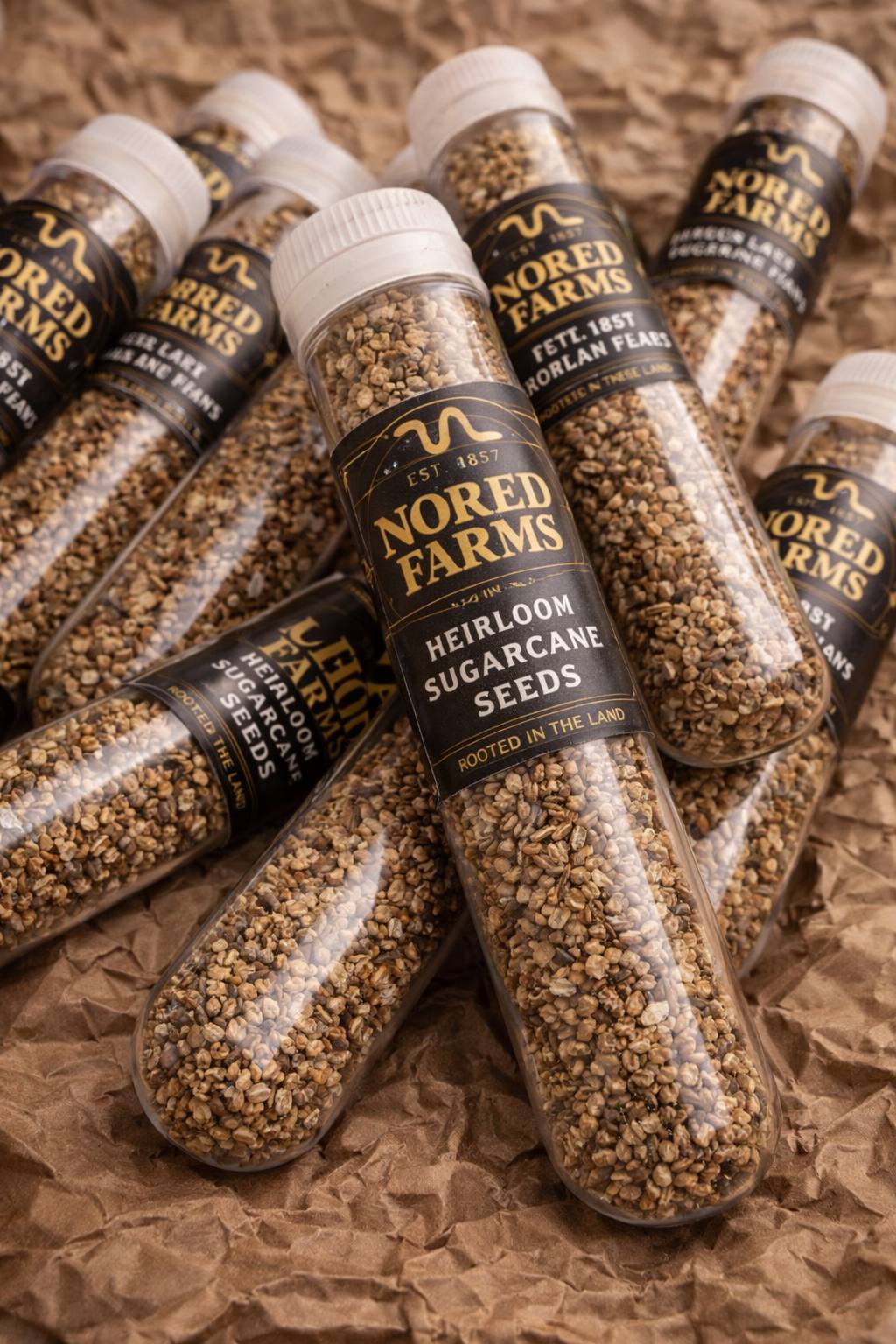 Heirloom Sugarcane Seeds in glass vial